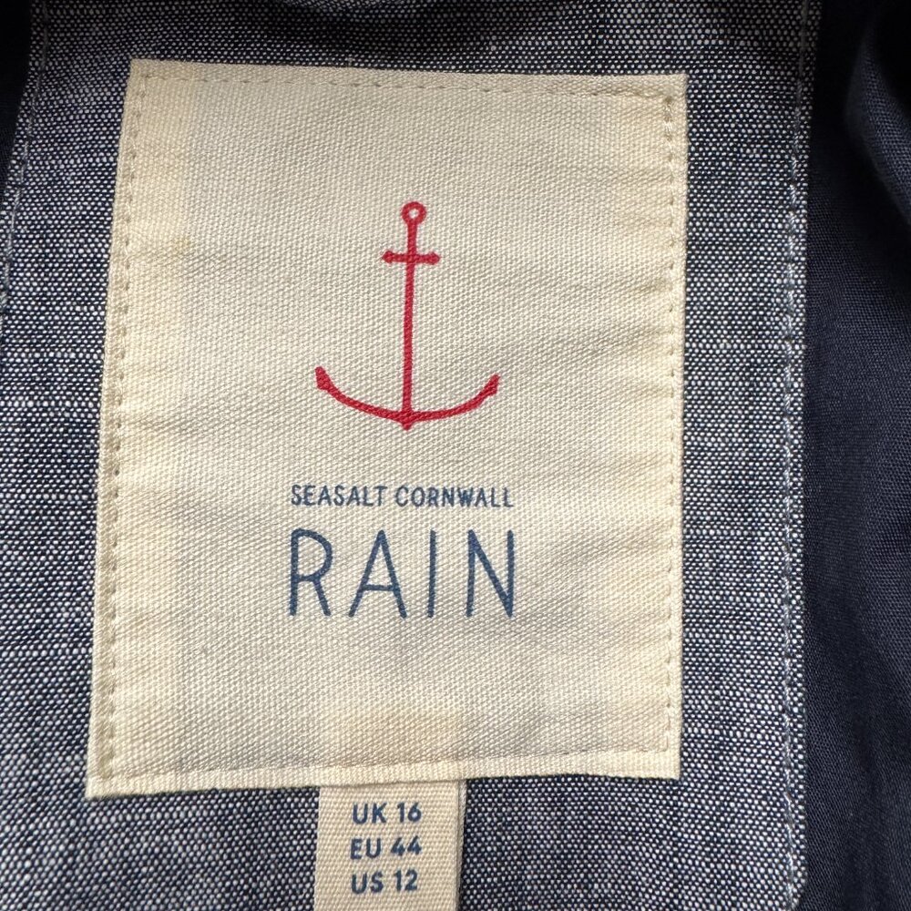 Seasalt Cornwall Cloudburst Mac Raincoat Tin Cloth Waterproof Jacket UK 16/US 12 - Picture 4 of 14